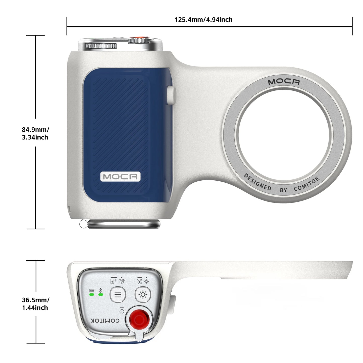 COMITOK iPhone Photo Assistant 1-Click Camera Wake/Lens Flip, DSLR Shutter, Focus/Exposure Control Ergonomic Rechargeable Remote