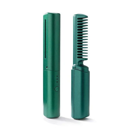 110-220V 2000mAh Battery Straightener Brush Hair Straightener Brush 3 Levels Anti-Scald Heat Up Cordless Rechargeable Hot Comb