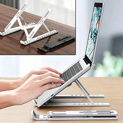 Adjustable Universal Laptop Stand - Non-Slip Foldable Cooling Notebook Holder Base Bracket for Tablet & Phone